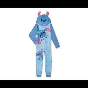Stitch Disney Hoodie lounge sleep wear pajama zip up blanket footless onesie NEW